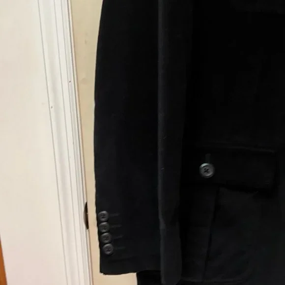 Bachrach Men's 48 Long 95% Cotton/5% Cashmere Crew Neck Corduroy Blazer. Black.